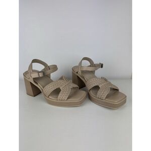 Torrid Nude Block Heel Sandals Braided Strap Ankle Buckle Platform Womens 11WW